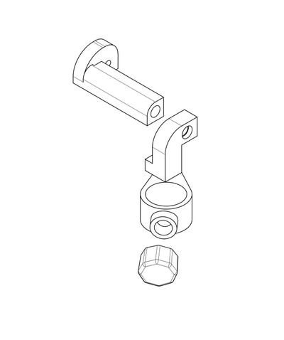 A technical drawing of the components of the pen holder