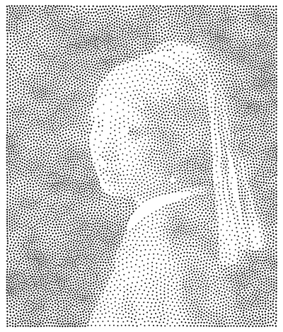 'Girl with a pearl earring' rendered in SVG using the Stipples algorithm