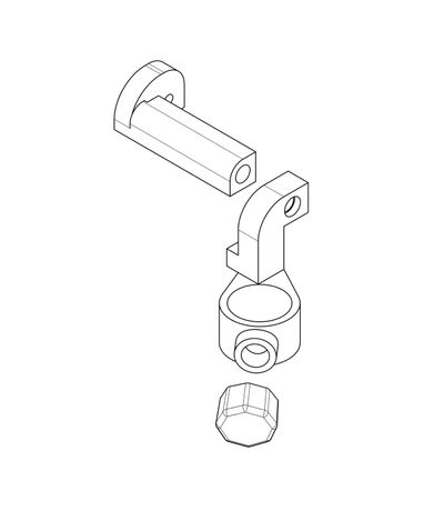 A technical drawing of the components of the pen holder
