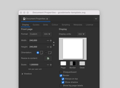 Screenshot of the Inkscape Document Properties panel